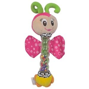 Playgro Butterfly Baby Rattle Plush Crinkle Wings Rainmaker Bead Tube Toy